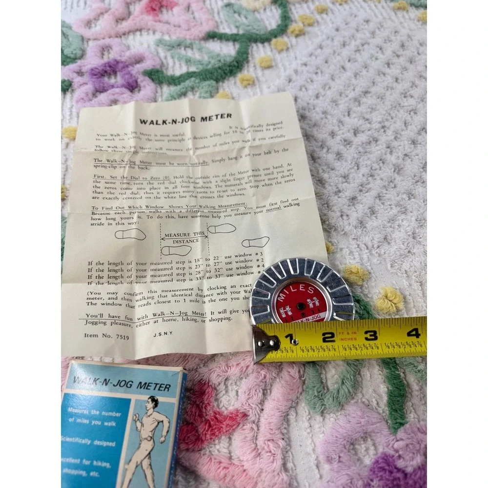 Vintage Walk N‎ Jog Meter Pedometer Device with Original Box and Instructions